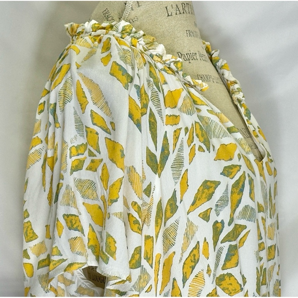 Anthropologie Robin Tiered Mini Dress In Yellow Bohemian Flowy Boho - Picture 7 of 10